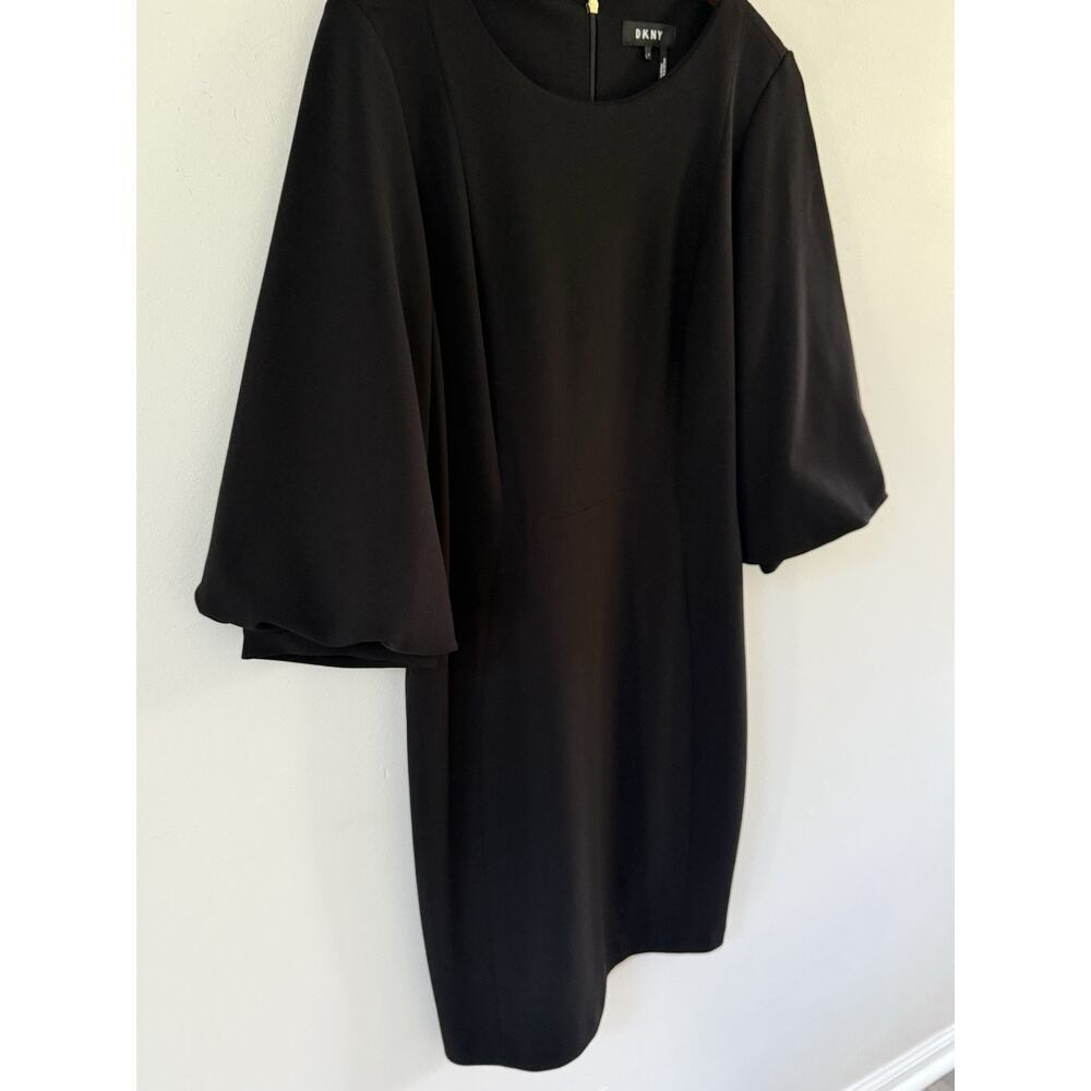 Dkny Balloon Sleeve Sheath Dress Black Size 10 Cocktail Knee Length Career - Picture 4 of 12